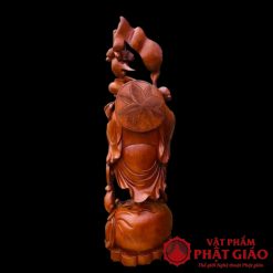 Tượng Di Lặc Vác Gậy Như Ý Gỗ Hương Đá Nguyên Khối Cao 1m7 4 15