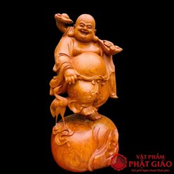 Tượng Phật Di Lặc Vác Gậy Như Ý Gỗ Hương Đá Cao 80cm 1 19 2