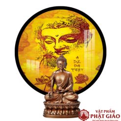 Đèn Hào Quang Tròn In Tranh Trúc Chỉ Chữ A Di Đà Phật TC183 2 2 2 4