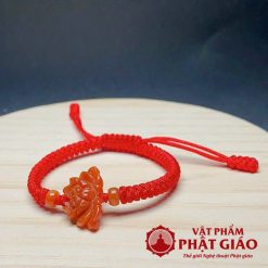 Vòng Mã Não Hoa Sen Tết Chỉ Đỏ 3 2 20