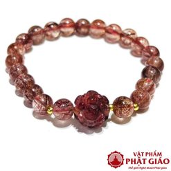 Vòng Đá Thạch Anh Tóc Đỏ Hoa Sen 8mm 3 2 45