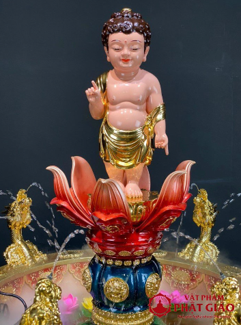 Chậu Tắm Phật Đản Sanh Cửu Long Bằng Composite Màu Đỏ, Size 60cm, 80cm 9 2