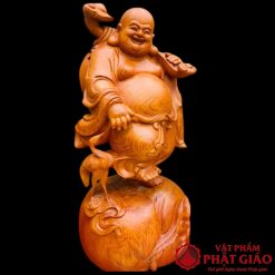 Tượng Phật Di Lặc Vác Gậy Như Ý Gỗ Hương Đá Cao 80cm 2 20 1