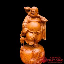 Tượng Phật Di Lặc Vác Gậy Như Ý Gỗ Hương Đá Cao 80cm 3 21 1