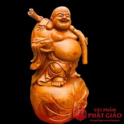 Tượng Di Lặc Vác Bố Đại Gỗ Hương Đá Cao 60cm 1 21