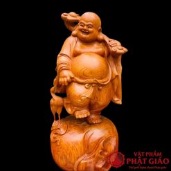 Tượng Phật Di Lặc Vác Gậy Như Ý Gỗ Hương Đá Cao 80cm 4 22 1