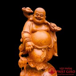 Tượng Phật Di Lặc Vác Gậy Như Ý Gỗ Hương Đá Cao 80cm 6 23 1