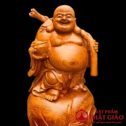 Tượng Di Lặc Vác Bố Đại Gỗ Hương Đá Cao 60cm 3 23