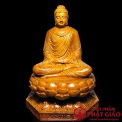 Tượng Bổn Sư Thích Ca Gỗ Gõ Vàng Cao 50cm 3 26