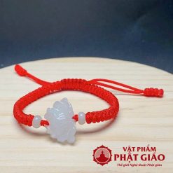 Vòng Mã Não Hoa Sen Tết Chỉ Đỏ 4 3 17