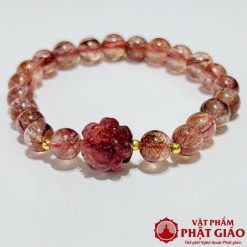 Vòng Đá Thạch Anh Tóc Đỏ Hoa Sen 8mm 4 3 36