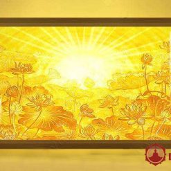 Tranh Trúc Chỉ In Ngang Hoa Sen Mặt Trời TC98 2 3 40