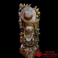 Tượng Di Lặc Gánh Đào Ngũ Phúc Gỗ Mun Cao 1m 3 3 7