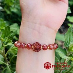 Vòng Đá Thạch Anh Tóc Đỏ Hoa Sen 8mm 5 4 25