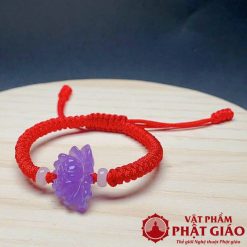 Vòng Mã Não Hoa Sen Tết Chỉ Đỏ 6 5 6