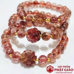 Vòng Đá Thạch Anh Tóc Đỏ Hoa Sen 8mm 1 5 9