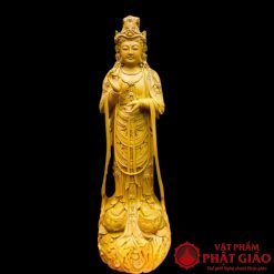 Tượng Đại Thế Chí Bồ Tát Gỗ Pơ Mu Cao 70cm 5 9
