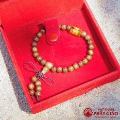 Vòng Tay Trầm Hương Tết Chữ Vạn Mix Charm Đá Trụ Tròn Vàng 6mm 4 L1050823 1 1