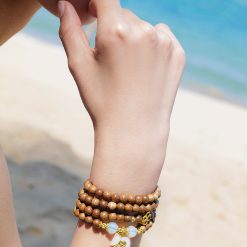 Vòng Tay Trầm Hương 108 Hạt Mix Charm Túi Tiền Tài Lộc Trắng 6mm 7 L1050854
