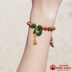 Vòng Tay Trầm Hương Mix Charm Túi Tiền Tài Lộc Đá Xanh 6mm 7 L1050923 1