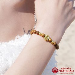 Vòng Tay Trầm Hương Mix Charm Hoa Sen Vàng 6mm  5 L1050930