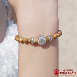 Vòng Tay Trầm Hương Tết Chữ Vạn Mix Charm Đá Mắt Mèo Trắng 6mm 7 L1050944 1