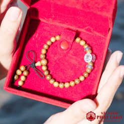 Vòng Tay Trầm Hương Tết Chữ Vạn Mix Charm Đá Mắt Mèo Trắng 6mm 6 L1060078 1