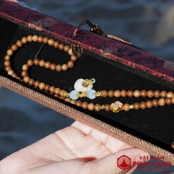 Vòng Tay Trầm Hương 108 Hạt Mix Charm Túi Tiền Tài Lộc Trắng 6mm 4 L1060104 1