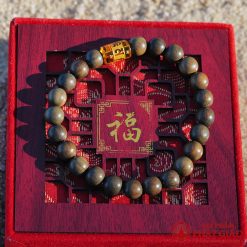Vòng Tay Trầm Hương Mix Charm Đá Trụ Tròn Tây Tạng Vàng 8mm 2 L1060137 1