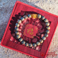 Vòng Tay Trầm Hương Mix Charm Đá Trụ Tròn Tây Tạng Vàng 8mm 1 L1060138 1 1