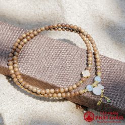 Vòng Tay Trầm Hương 108 Hạt Mix Charm Túi Tiền Tài Lộc Trắng 6mm 3 L1060200