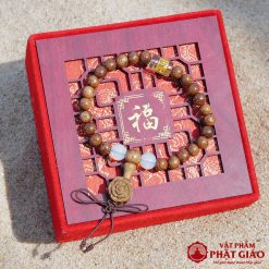 Vòng Tay Trầm Hương Mix Charm Đá Trụ Tròn Tây Tạng Trắng 6mm 8 L1060239