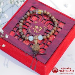 Vòng Tay Trầm Hương Mix Charm Đá Trụ Tròn Tây Tạng Trắng 6mm 6 L1060268