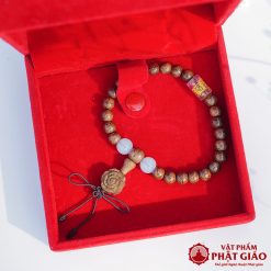 Vòng Tay Trầm Hương Mix Charm Đá Trụ Tròn Tây Tạng Trắng 6mm 4 L1060270