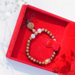 Vòng Tay Trầm Hương Mix Charm Đá Trụ Tròn Tây Tạng Trắng 6mm 5 L1060271