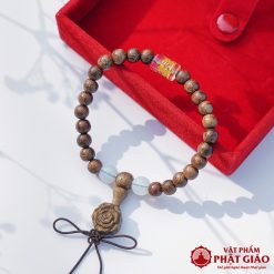 Vòng Tay Trầm Hương Mix Charm Đá Trụ Tròn Tây Tạng Trắng 6mm 1 L1060282