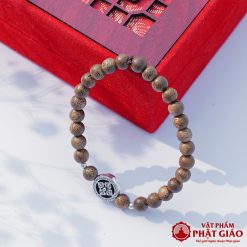Vòng Tay Trầm Hương Mix Charm Bánh Xe Pháp Luân Bạc 6mm 3 L1060290 1 1