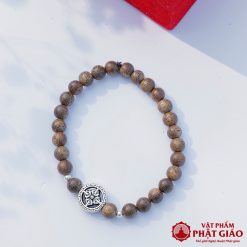 Vòng Tay Trầm Hương Mix Charm Bánh Xe Pháp Luân Bạc 6mm 1 L1060292 1