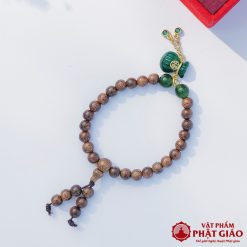 Vòng Tay Trầm Hương Mix Charm Túi Tiền Tài Lộc Đá Xanh 6mm 2 L1060293 1