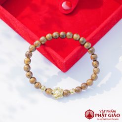 Vòng Tay Trầm Hương Mix Charm Hoa Sen Vàng 6mm  2 L1060299