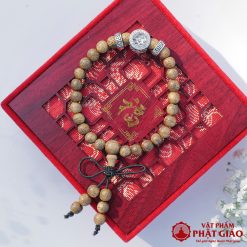 Vòng Tay Trầm Hương Tết Chữ Vạn Mix Charm Đá Mắt Mèo Trắng 6mm 2 L1060302 1