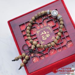 Vòng Tay Trầm Hương Tết Chữ Vạn Mix Charm Đá Mắt Mèo Trắng 6mm 1 L1060303 1