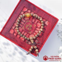 Vòng Tay Trầm Hương Tết Chữ Vạn Mix Charm Đá Trụ Tròn Vàng 6mm 2 L1060309 1