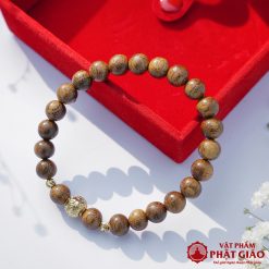 Vòng Tay Trầm Hương Mix Charm Bi Kim Tiền Mạ Vàng 6mm 2 L1060318 2