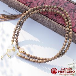 Vòng Tay Trầm Hương 108 Hạt Mix Charm Túi Tiền Tài Lộc Trắng 6mm 1 L1060343