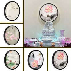 Đèn Hào Quang Tròn In Tranh Màu Hoa Sen TC351 1 Screenshot 1