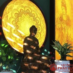 Đèn Hào Quang Tròn In Tranh Trúc Chỉ Chữ A Di Đà Phật TC183 10 den hao quang in tranh truc chi 5
