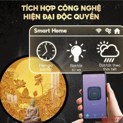 Tranh Đèn Hào Quang Bát Nhã Tâm Kinh In Tròn Họa Tiết Cá Chép Trời TC474 6 den hao quang tron in tranh truc chi 6 7