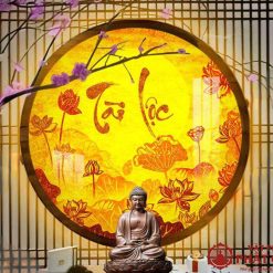 den hao quang tron in tranh truc chi chu tai loc hoa sen mau 3