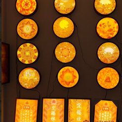 Đèn Hào Quang Tròn In Tranh Trúc Chỉ Mandala Hoa Sen 8 Cánh TC54 4 den hao quang tron in tranh truc chi mandala 4 4